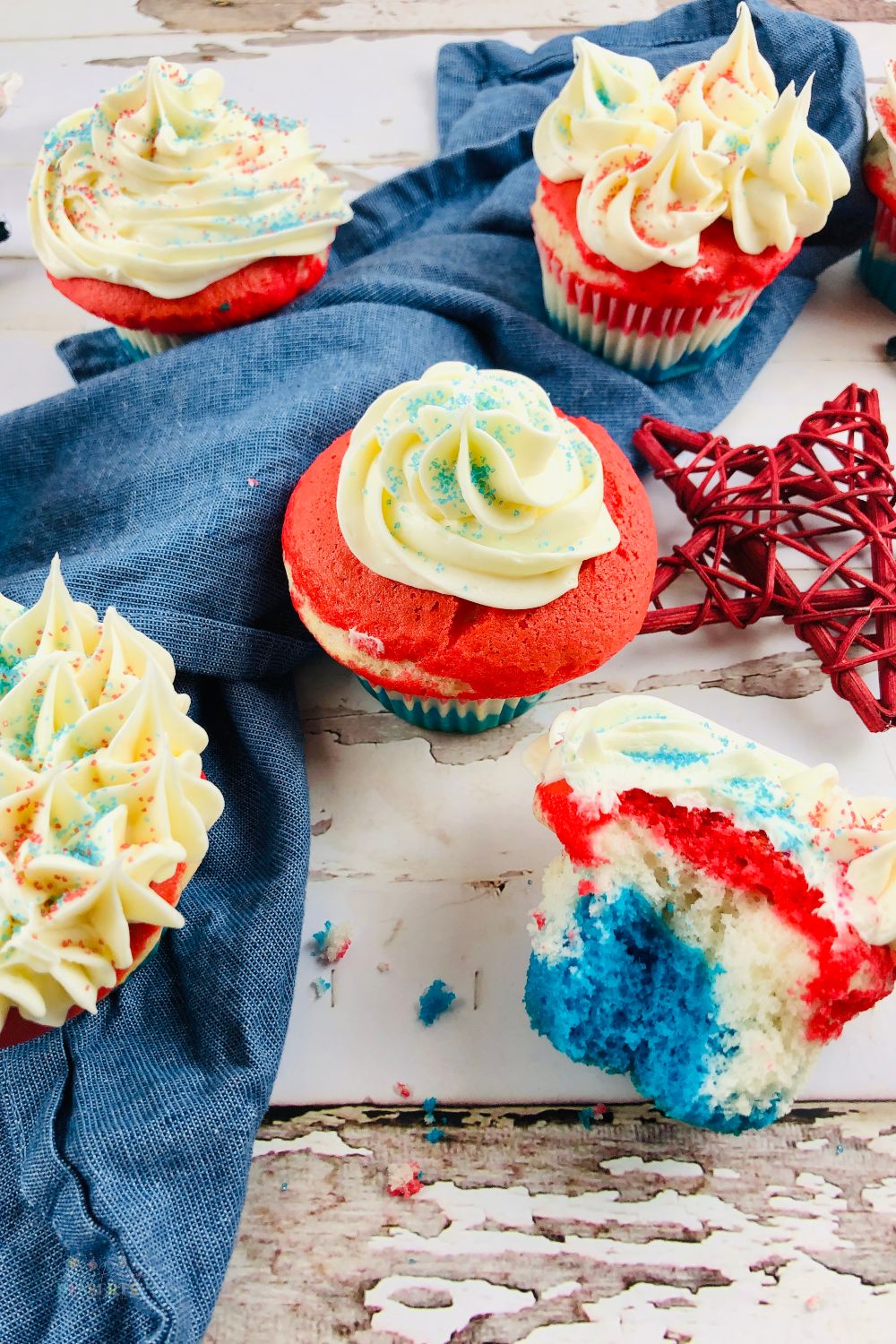 Red white blue cupcakes