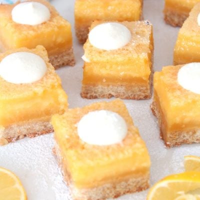 Image of lemon squares with cream cheese icing on top
