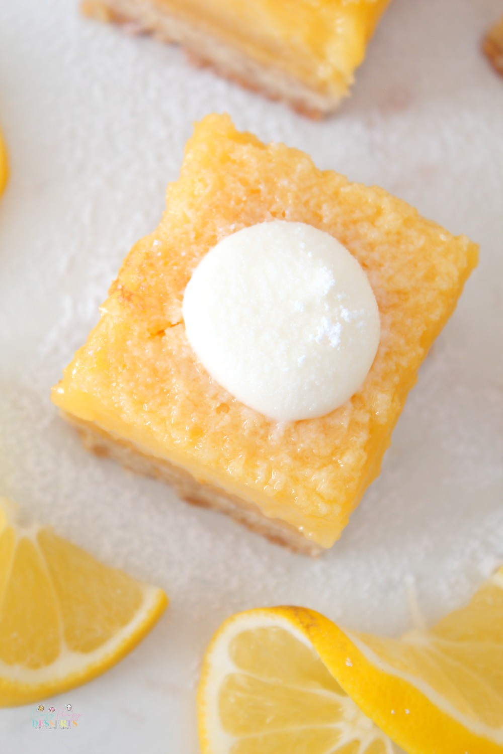 overhead view of a lemon square