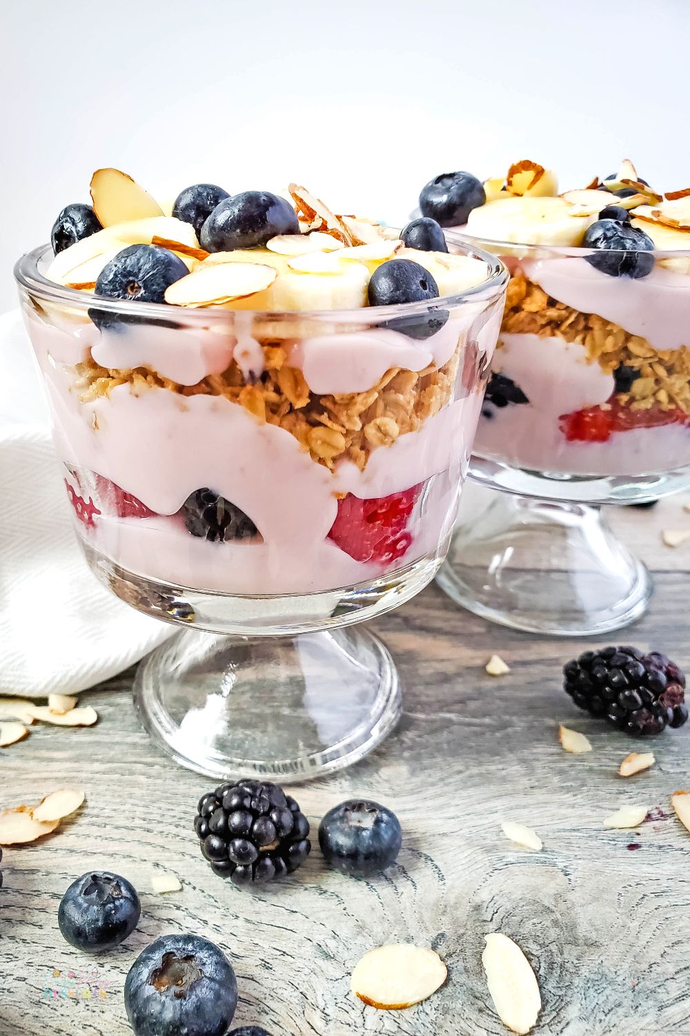 Close up image of berry trifle in cups