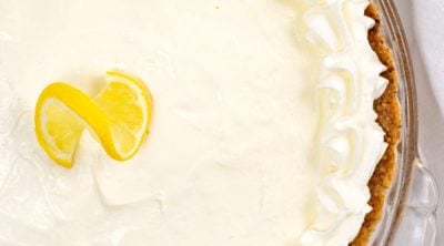 Close up image of a whole lemon pie