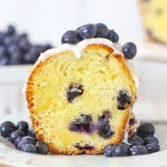Blueberry donut cake in a Bundt pan