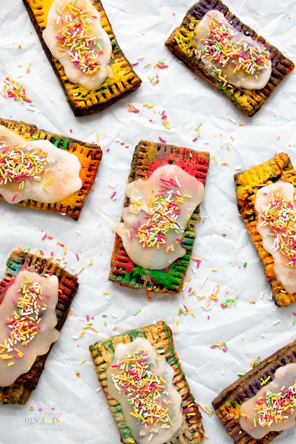 Head over image of a few homemade rainbow pop tarts