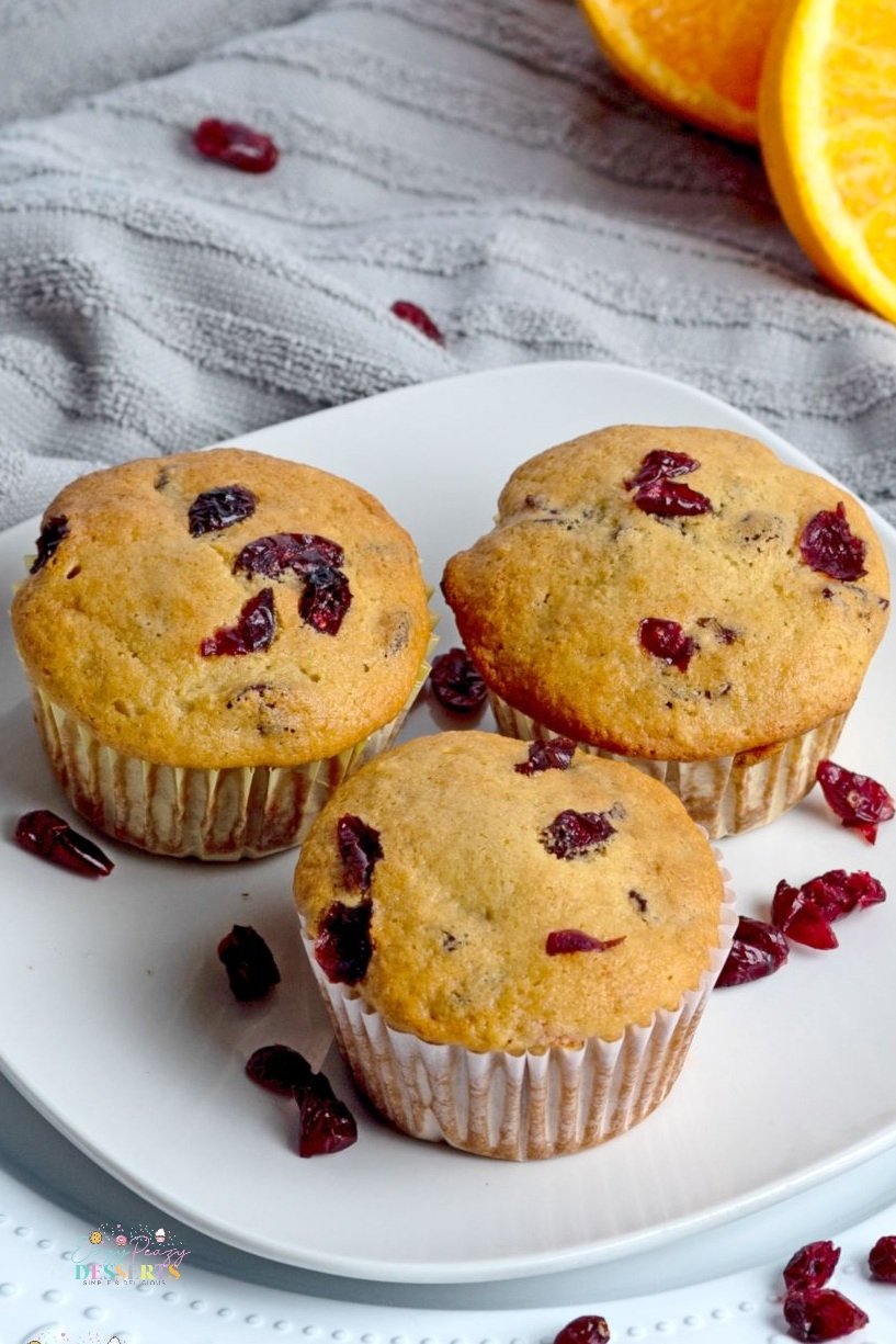 Angle photo of vegan cranberry muffins