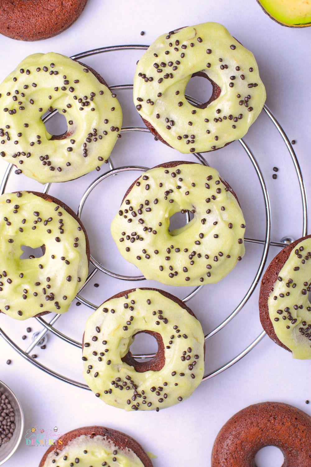 Over head image of oven donuts with avocado