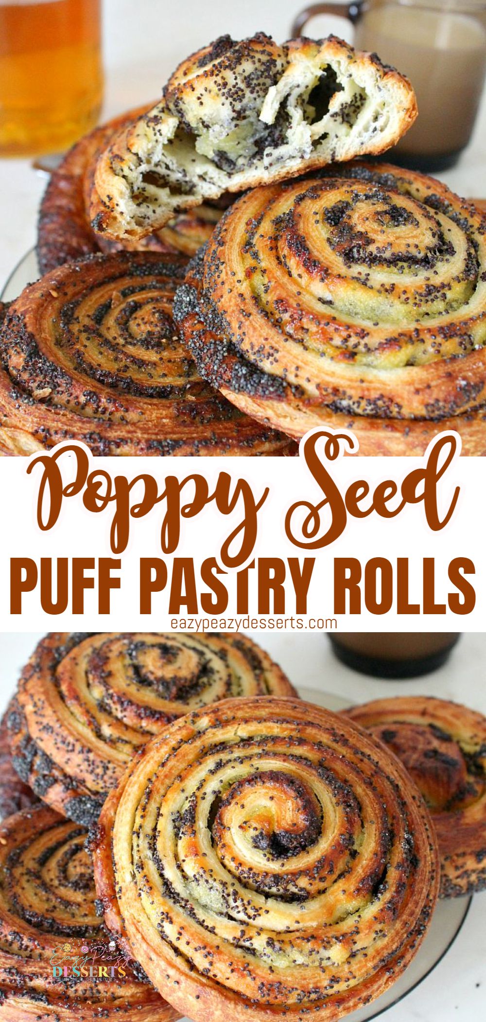 Photo collage of poppy seed rolls