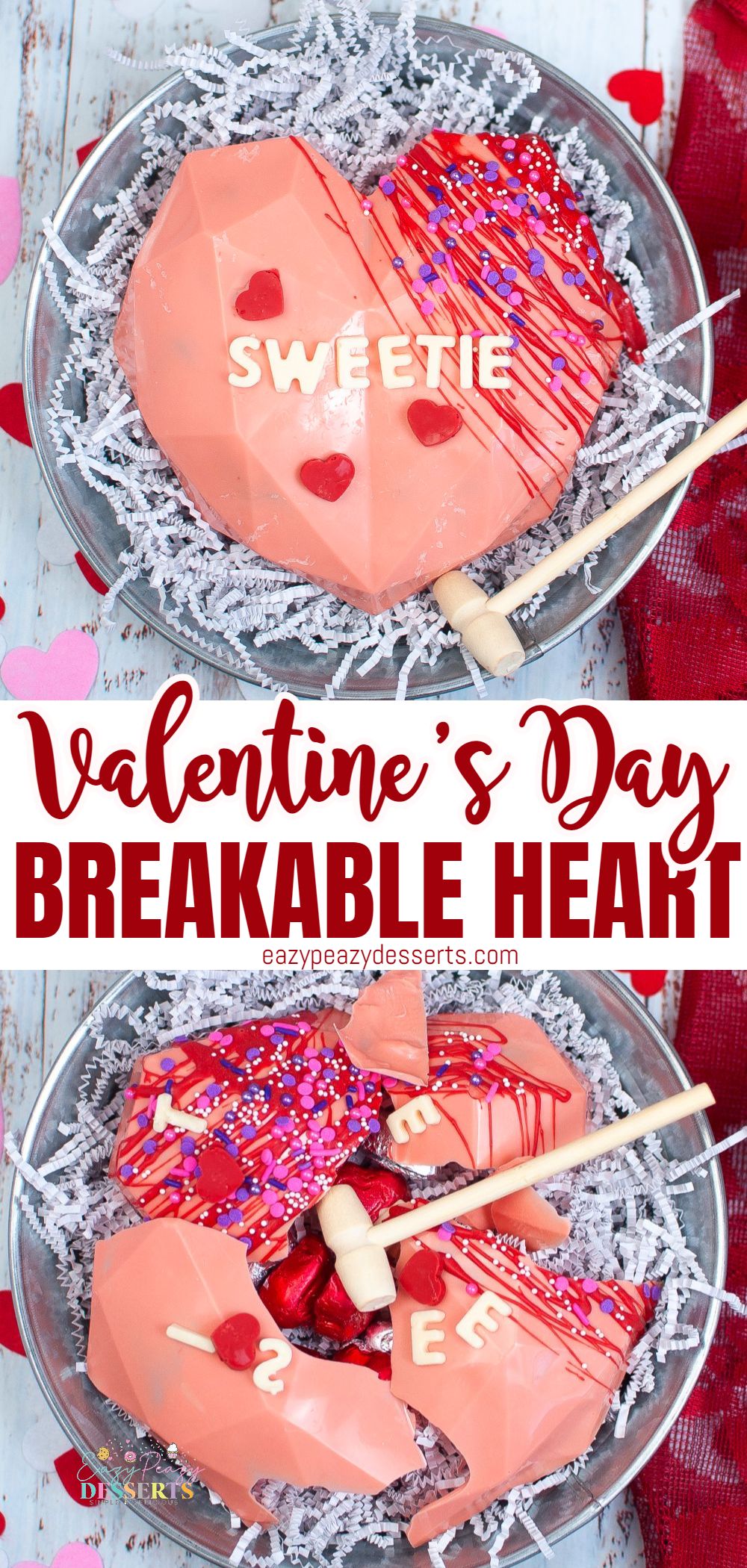 Photo collage of Valentine's day breakable heart