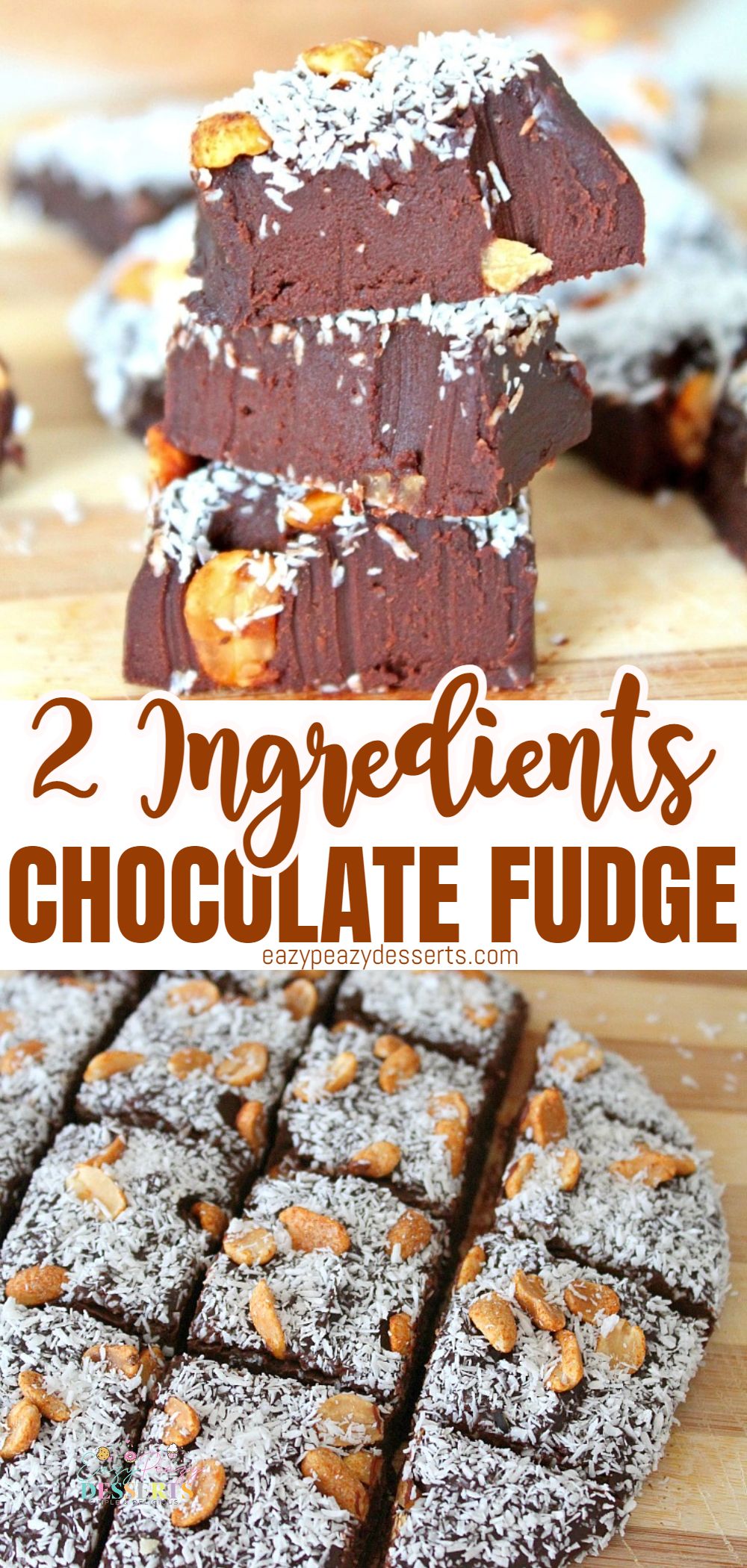 Photo collage of 2 ingredients fudge