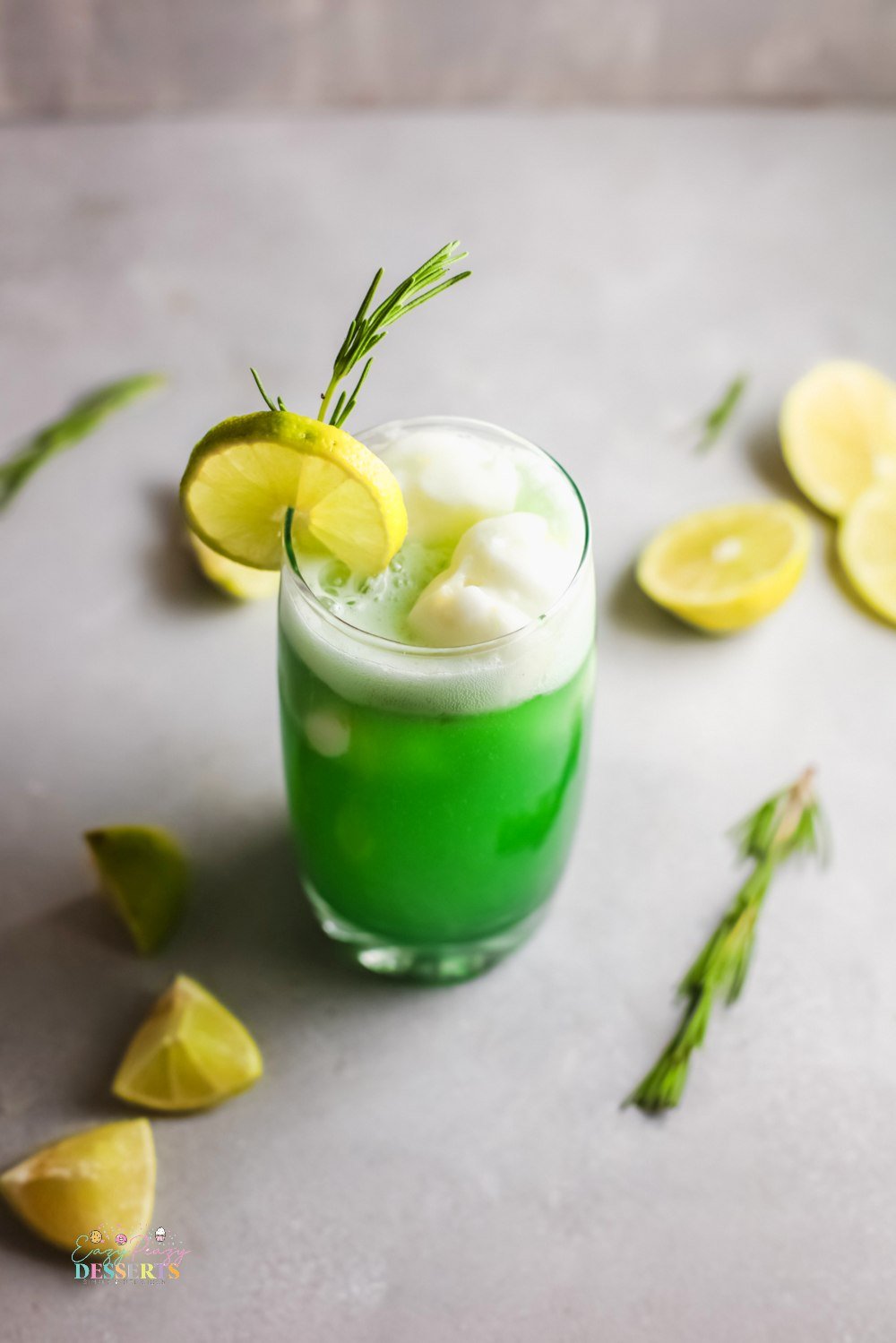 Green sherbet punch in a drinking glass