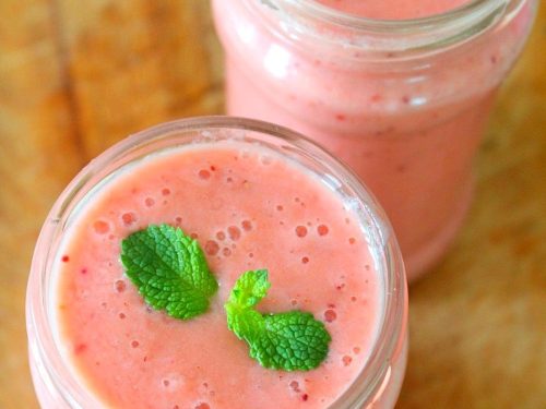 Add protein in fruit smoothie with protein shake mixer electric