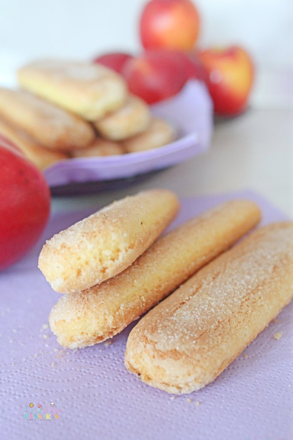 Angle image of homemade lady finger biscuits