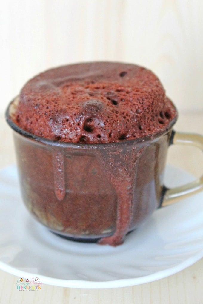 Image of microwave lava cake in a cup