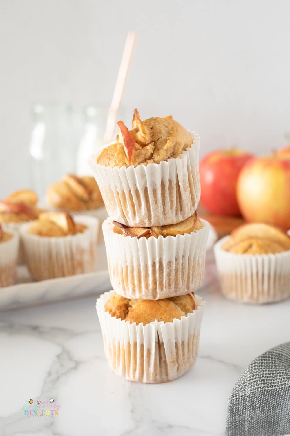 A stack of apple and cinnamon muffins