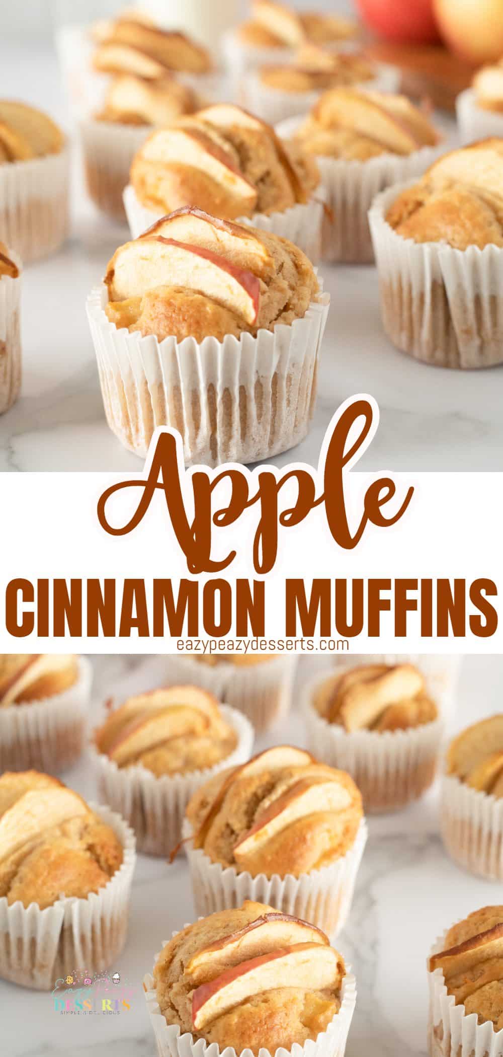 Photo collage of homemade apple cinnamon muffins