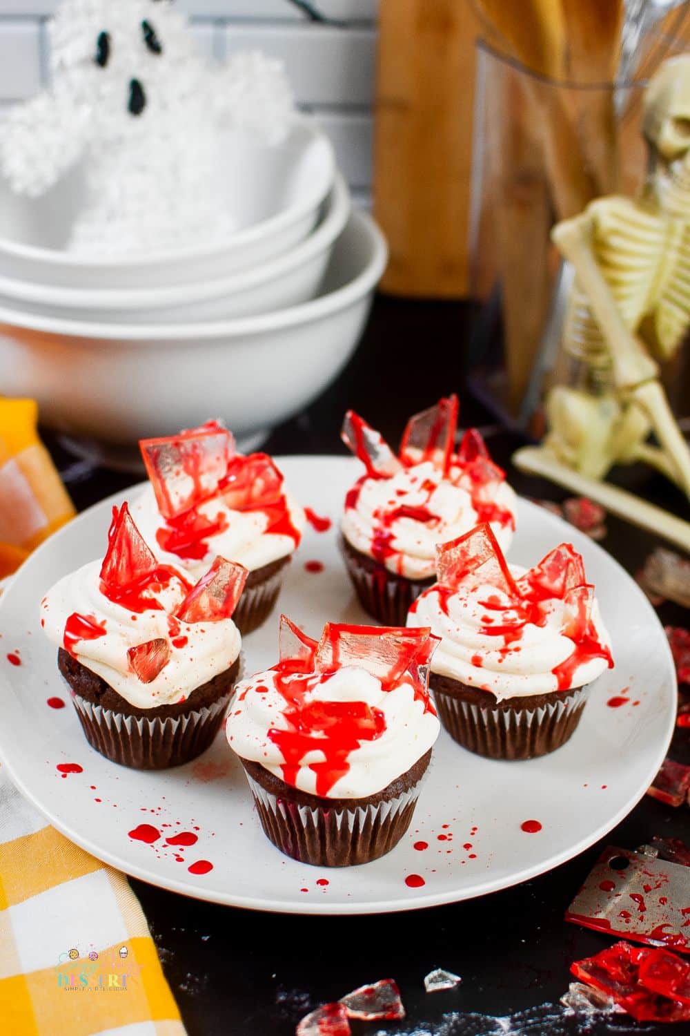 Bloody glass cupcakes for Halloween