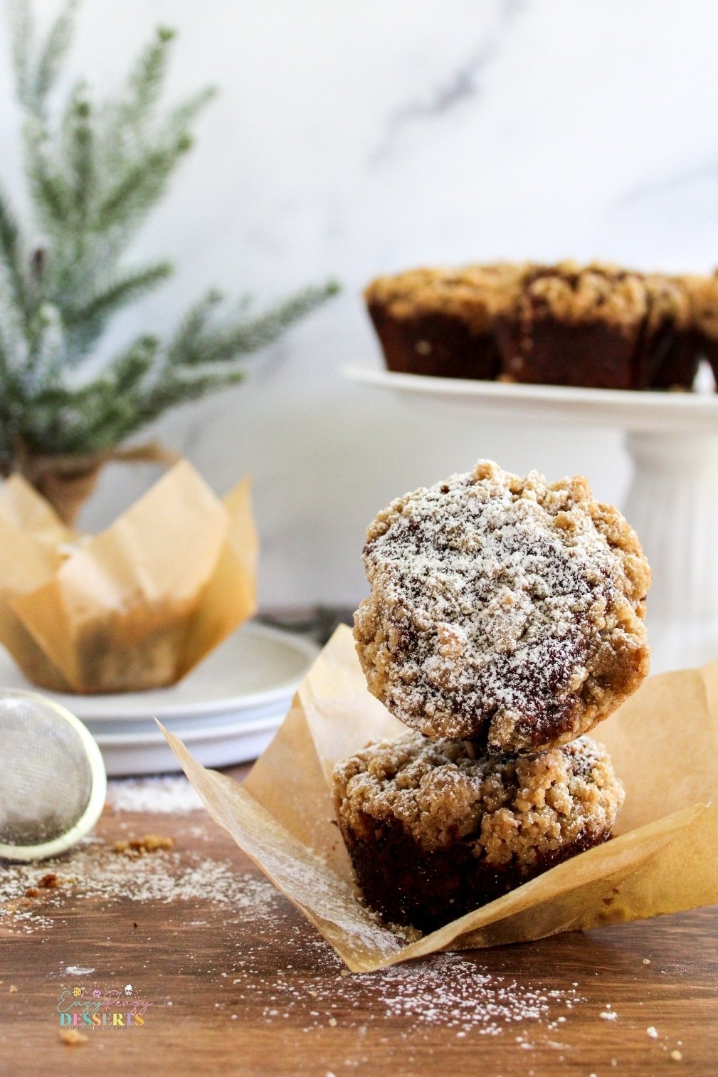 Image of two ginger muffins with streusel top