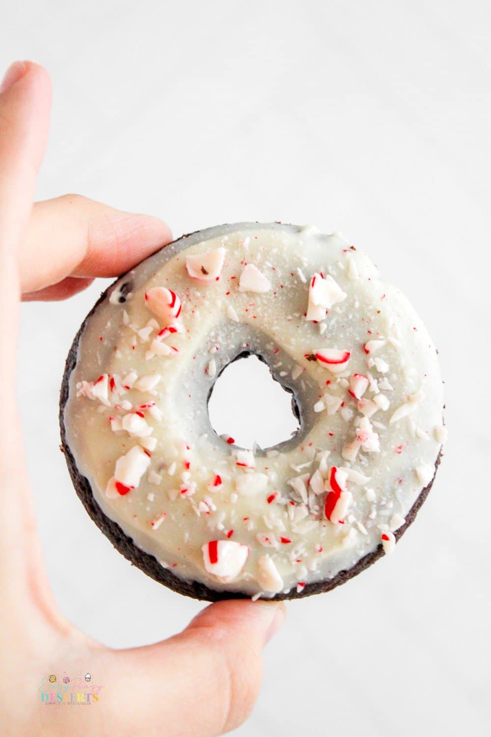 Mocha donut with peppermint candy