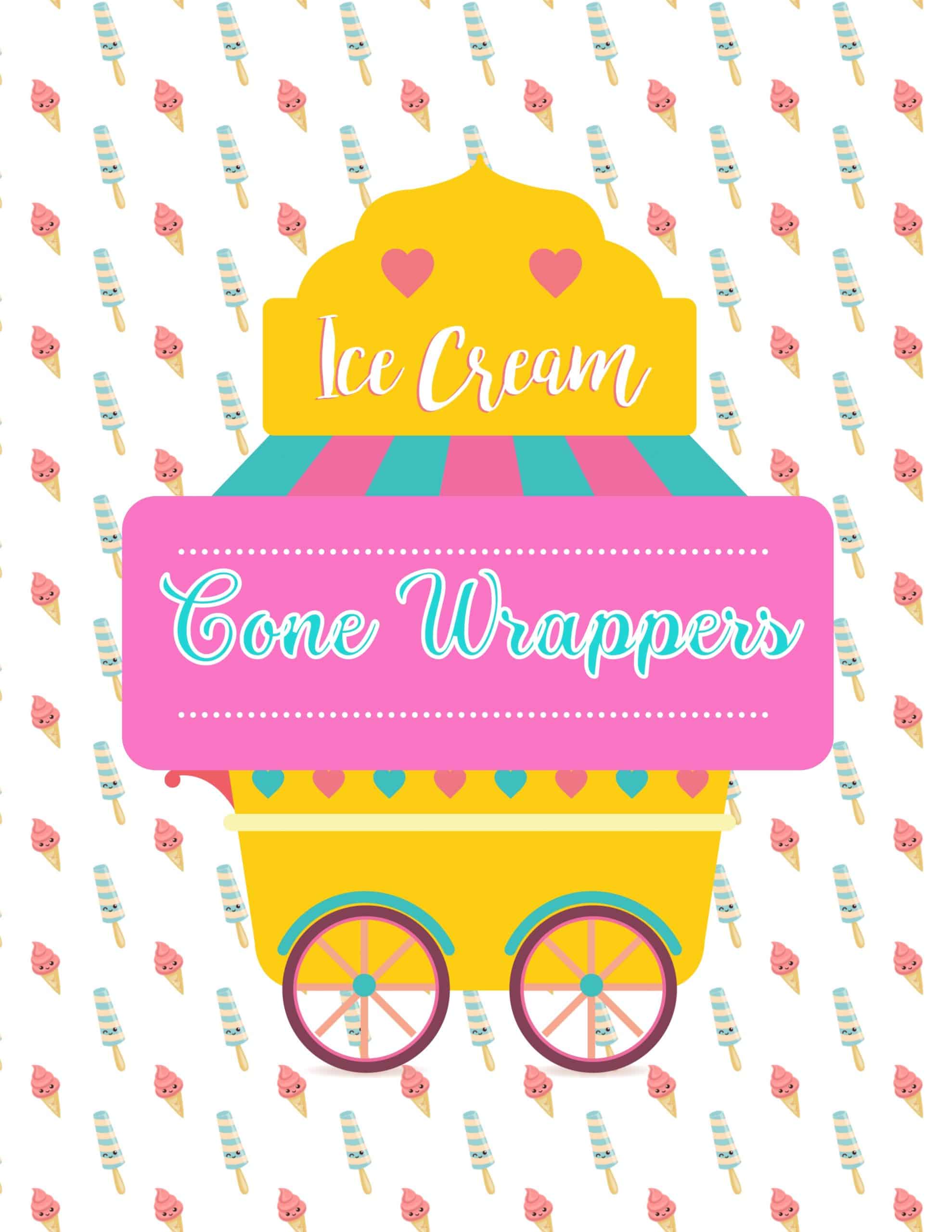 Printable ice cream cone wrappers