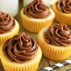 Yellow cupcakes with chocolate buttercream